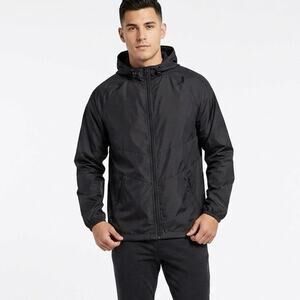 Russell Men's Track Jacket S Black Hooded Full Zip Up Mesh Lined Lightweight